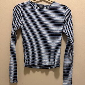 Brandy Melville Black and White Striped Long Sleeve Top
